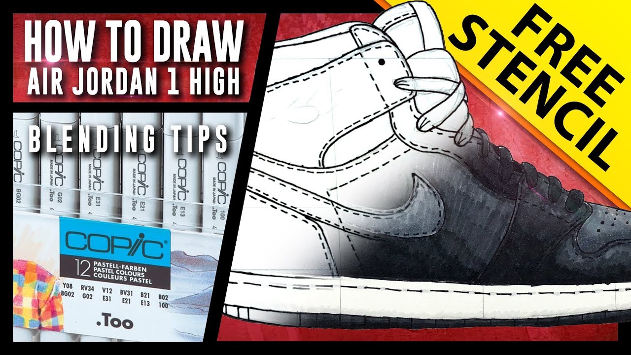 HOW TO DRAW: Air Jordan 1 Step by Step w/ FREE Stencil