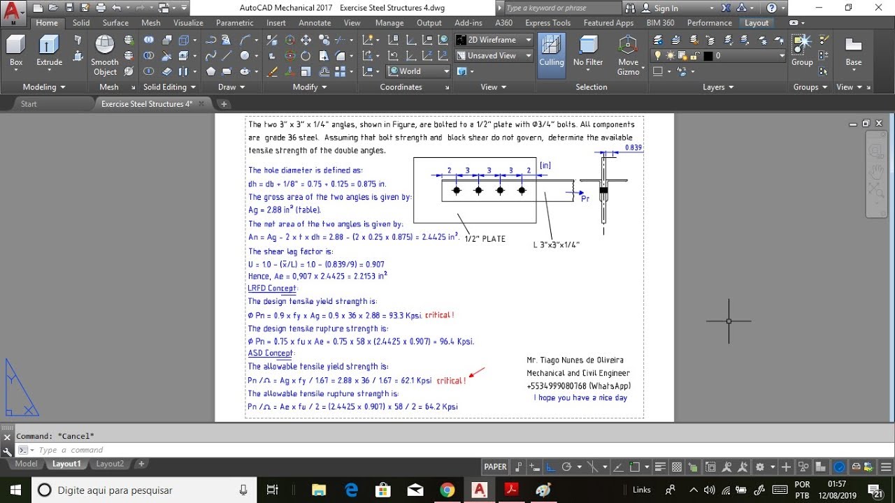 Design of Tension Members - Steel Structures Problem (Example)
