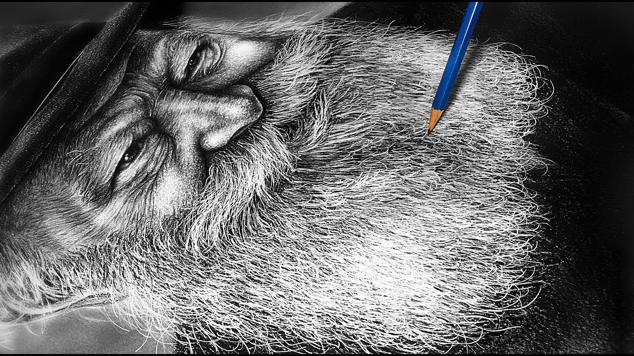 How to draw WHITE HAIR and BEARD || Long white beard 5 STEP TUTORIAL