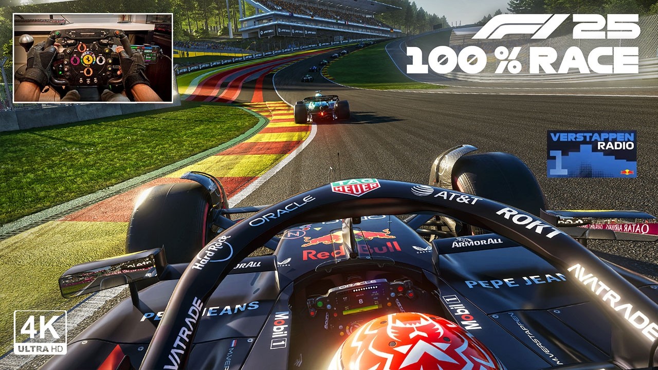 Max Verstappen's Red Bull Racing RB21 | 2025 Belgian GP 100% Race | F1 25 Steering wheel Gameplay