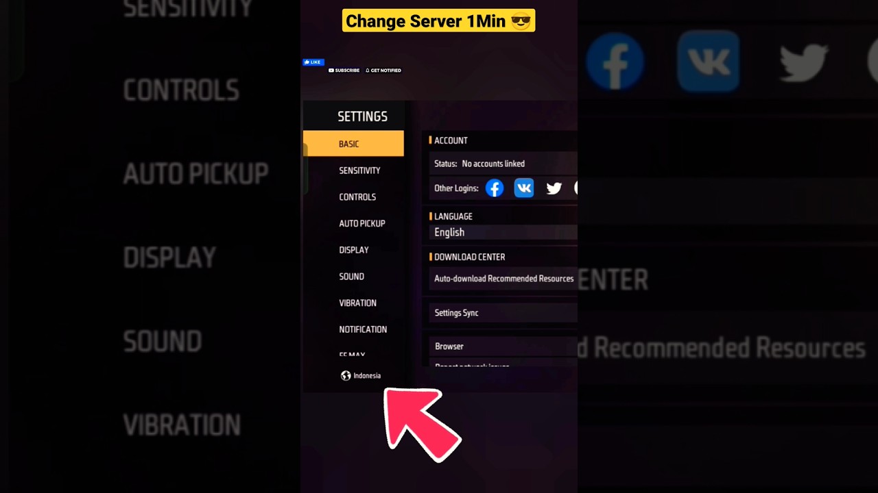 Free fire server change 1min  #freefire #server #treanding