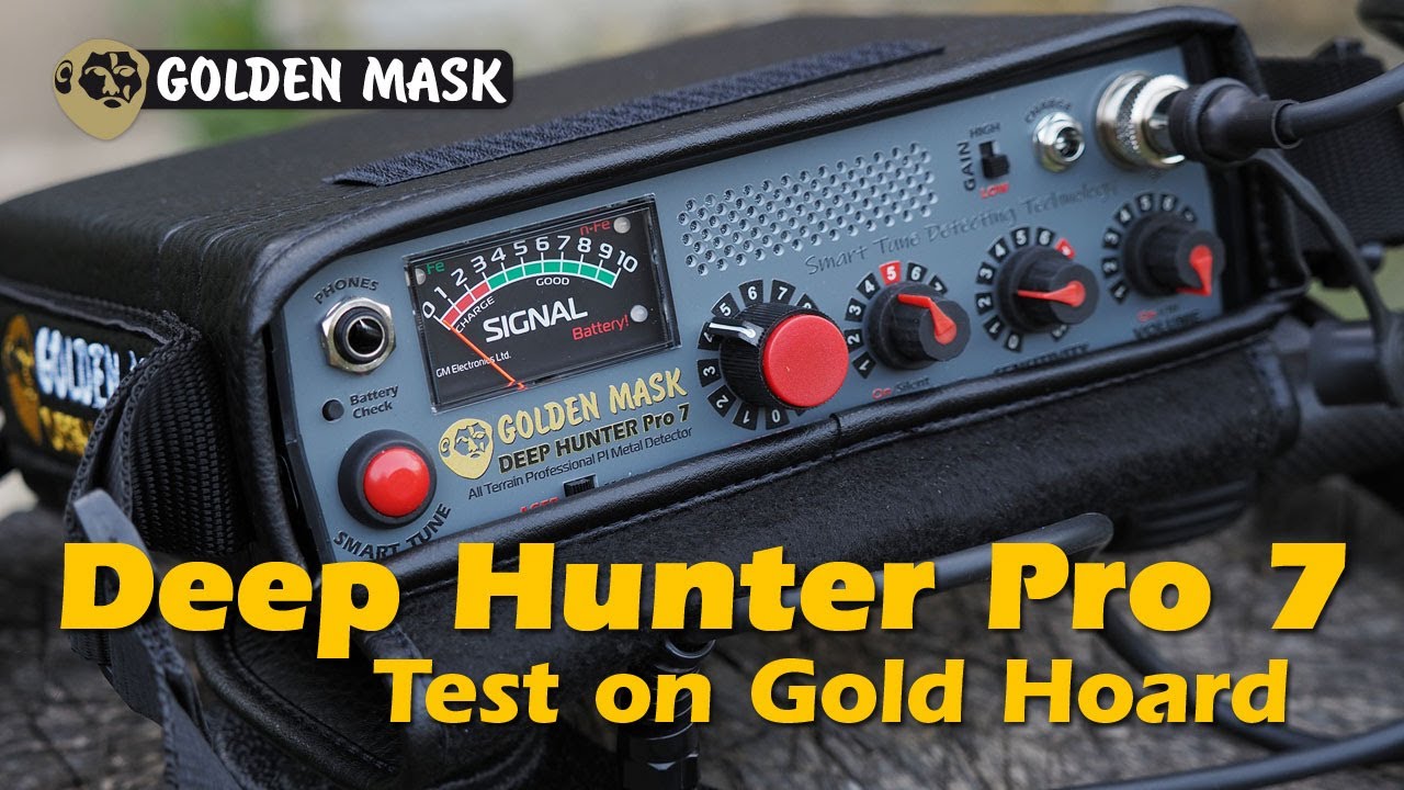 Golden Mask Deep Hunter Pro 7 - Test on Gold (Lead) coins hoard (simulated) with 58 cm search coil