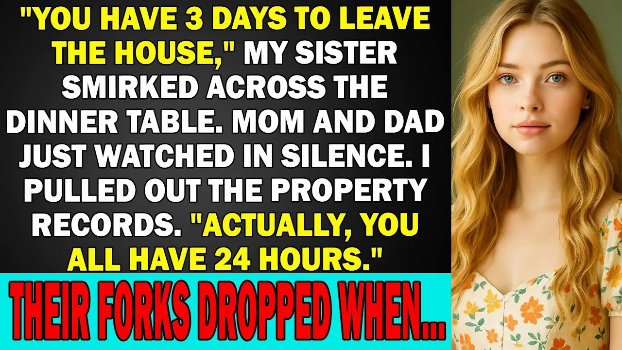 At Dinner, My Sister Smirked and Said, “You Have 3 Days to Leave the House ”Mom and Dad Just Watc