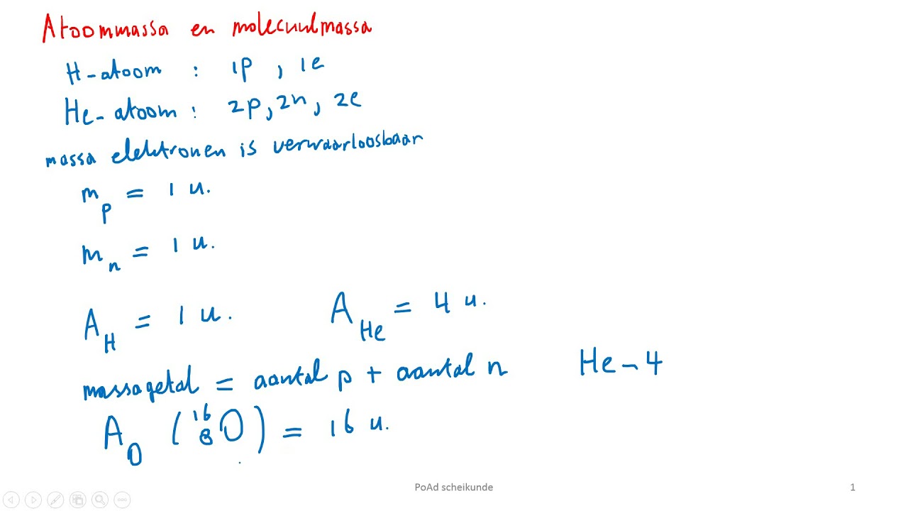 3VWO Atoommassa en molecuulmassa