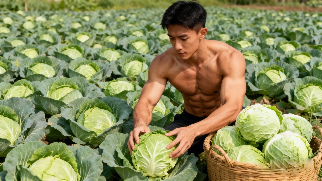 The cabbages from the field, cut them down and pickled them into sauerkraut.