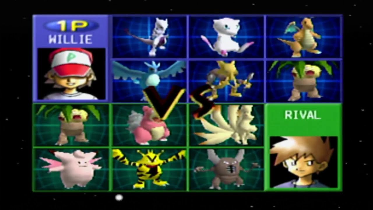 Pokemon Stadium 1 Gym Leader Castle Champion Rival Gary Final Battle R2 R-2 Round 2 Nintendo 64 N64