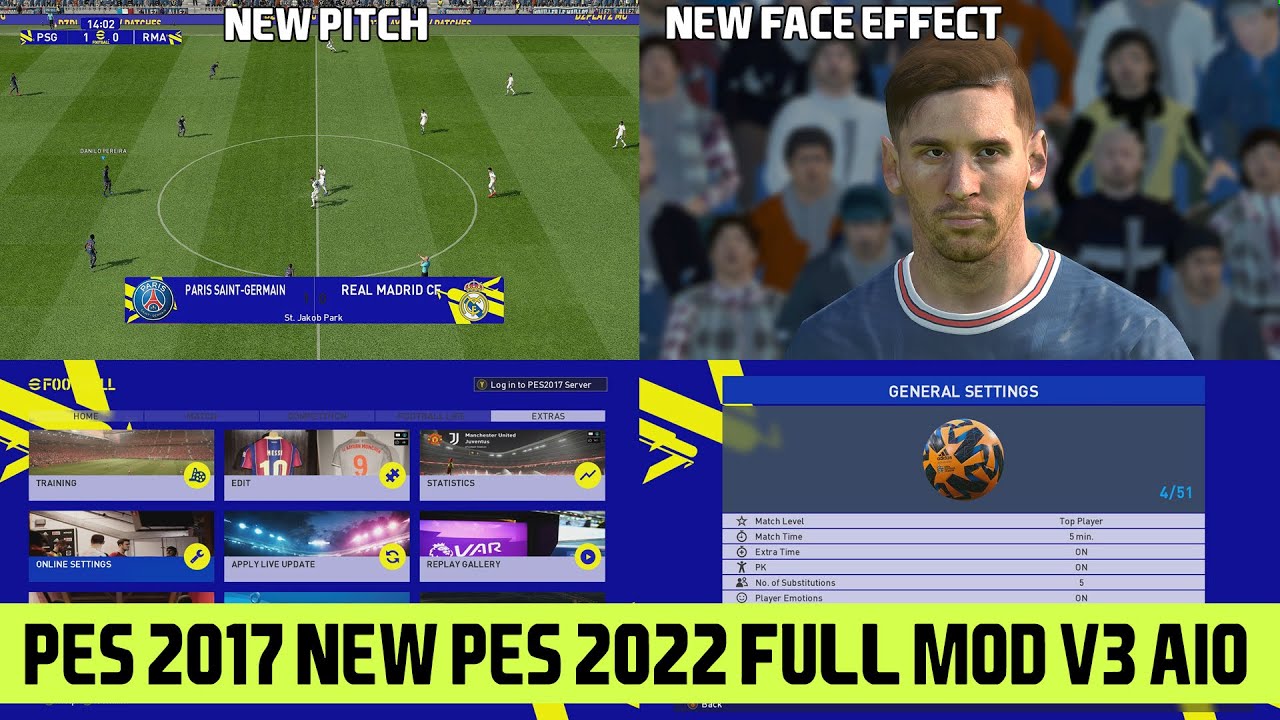 PES 2017 NEW PES 2022 FULL MOD V3 AIO FOR ALL PATCH