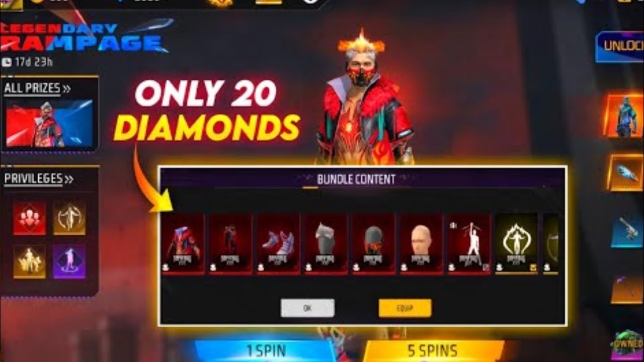 NEW RAMPAGE ASCENSION EVENT FREE FIRE 🔥| NEW LEGENDRY RAMPAGE BUNDLE SPIN 🥳| FREE FIRE NEW EVENT