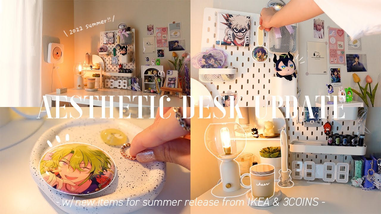𝘥𝘦𝘴𝘬 𝘶𝘱𝘥𝘢𝘵𝘦 𓊝𓄹𓄺┊超おすすめ❕IKEA/3COINS新商品で夏のオタ活作業用デスク模様替え🍧 - aesthetic desk makeover in summer - (ENG