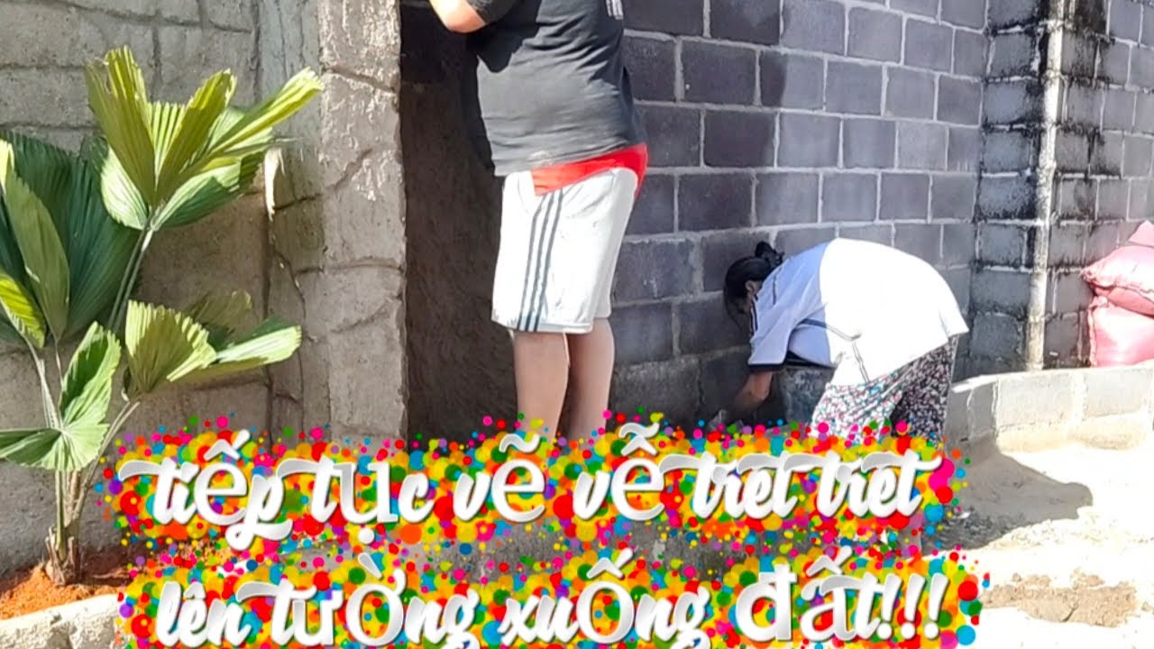 Vợ chồng Việt Đức:)#254# trét tiếp tục ô tường thứ 2 và làm hiệu ứng/ tất bật đầu năm 2026