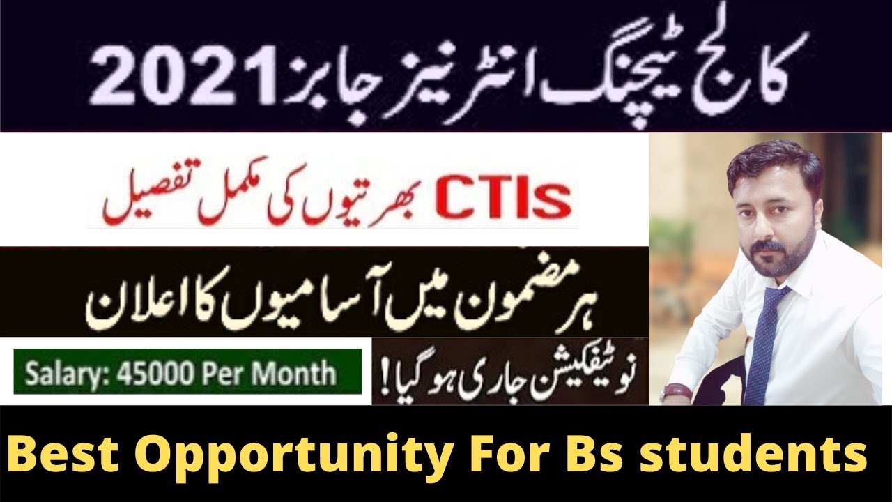Punjab CTI Lecturer Jobs 2021|College Teachers Internees CTI Job 2021|Eligibility Criteria CTI 2021