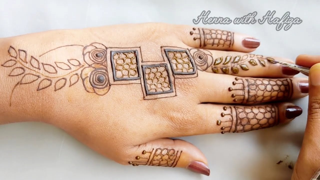 Eid Special Minimal Mehndi Design for Back Hand｜Step by Step Easy Tutorial | Henna with Hafiza