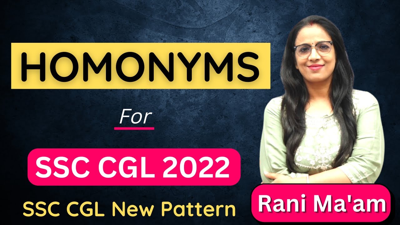 Homonyms in English Grammar || SSC CGL 2022 || Examples, Words || English With Rani Ma'am