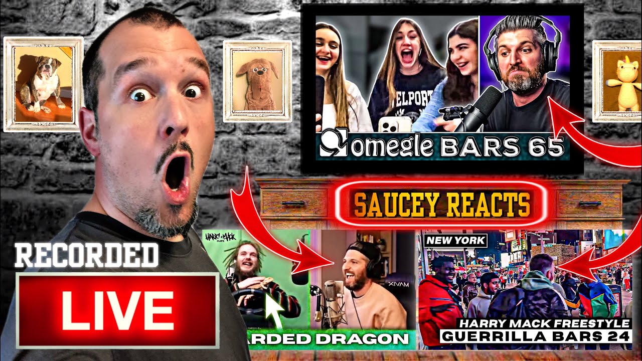 Saucey LIVE Reacts l Harry Mack - Omegle 65 / Guerrilla Bars 24 / Luigi Happy Hour | My Poor Head!!
