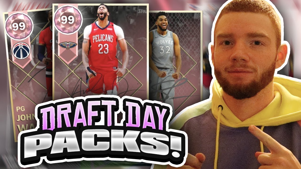 HUGE DRAFT DAY PACK OPENING! THREE NEW PINK DIAMONDS!! (NBA 2K18 MYTEAM)