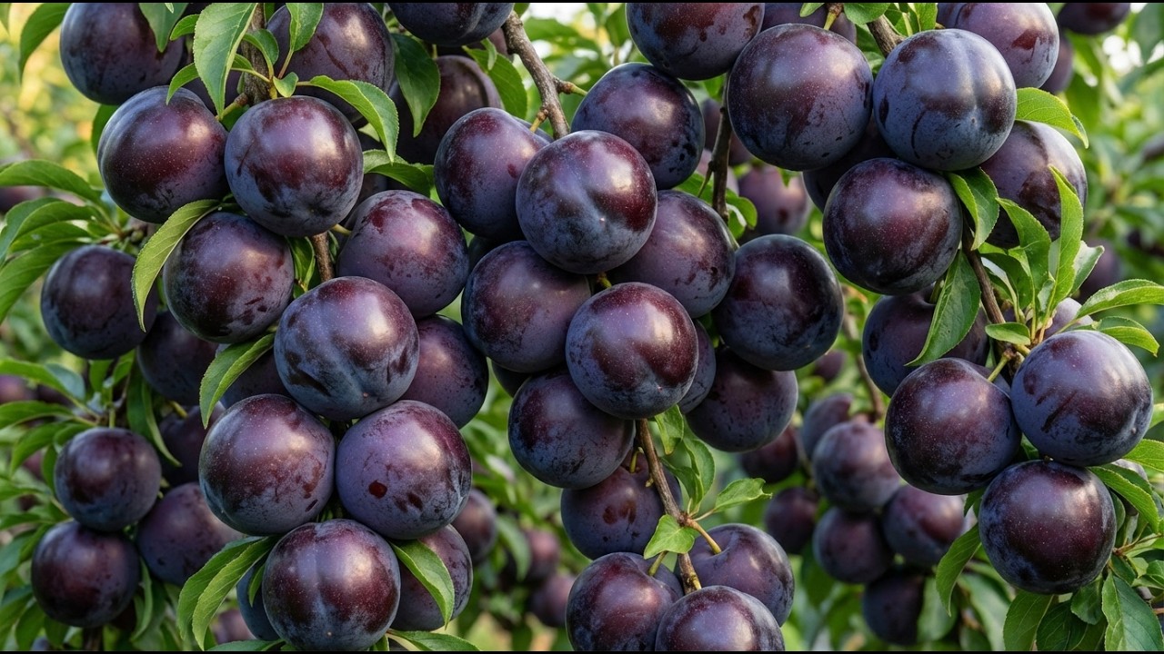 Massive Black Amber Plum Trees Loaded With Giant Fruits!