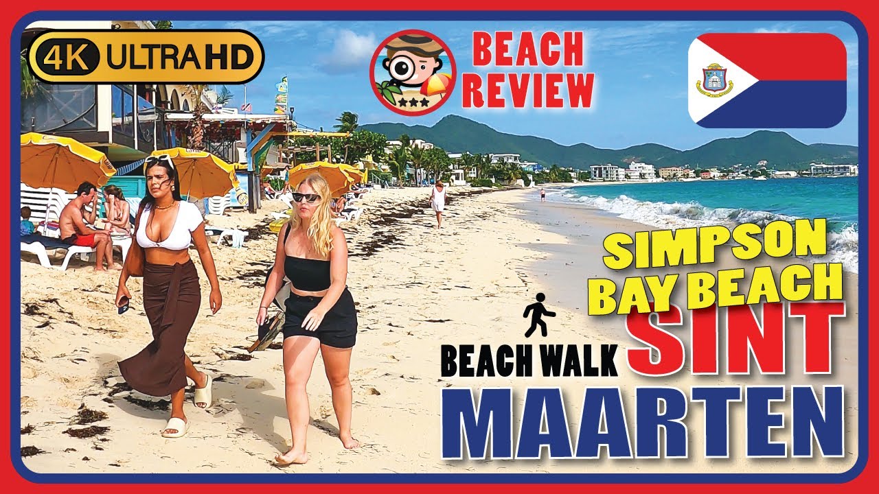Simpson Bay Beach Simpson Bay Sint Maarten 🇸🇽 (Largest beach!) 4k Walking Tour/Beach Walk & Review