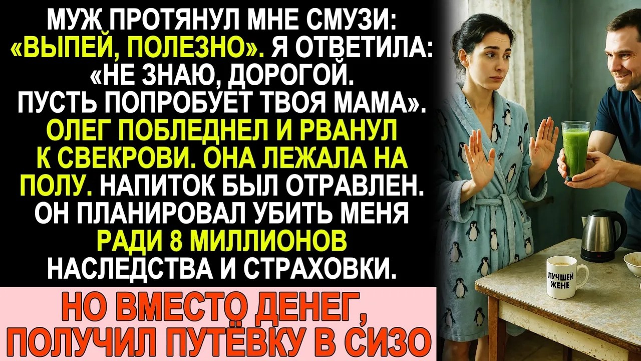 Муж подсунул мне отравленный напиток  Я отдала свекрови — он вбежал в комнату и застыл от ужаса