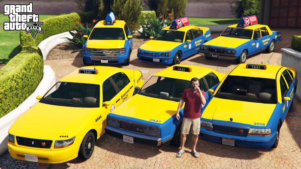 GTA 5 - Stealing Downtown Cab Service Vehicles with Michael! | (GTA V Real Life Cars #92)