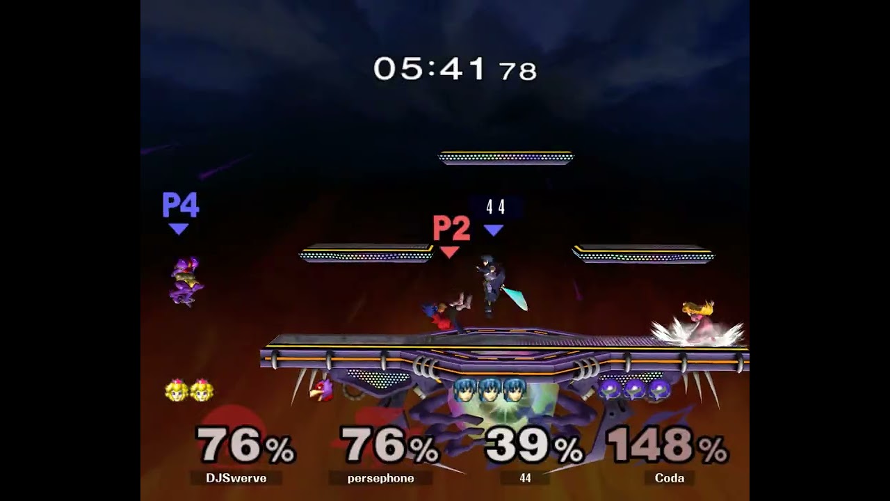 The 2026 PNW Melee Arcadian  — WR2 — Coda ⟮Samus⟯ + 44 ⟮Marth⟯ vs persephone ⟮Falco⟯ + DJSwerve ⟮Pea