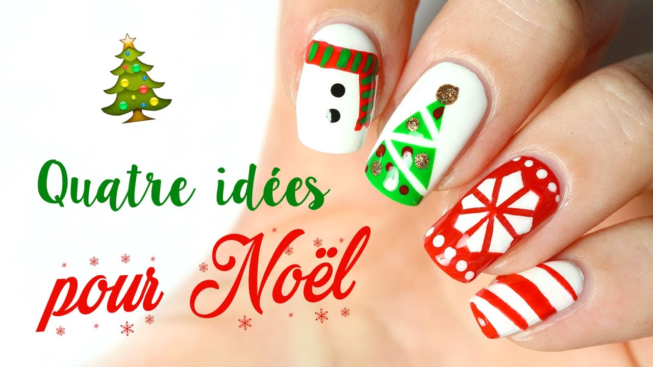 🎄  Quatre id&eacute;es de nail arts faciles pour No&euml;l