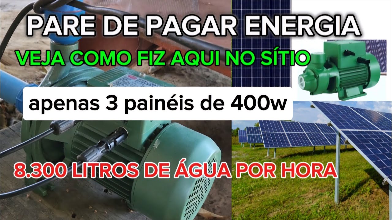 ECONOMIZE DINHEIRO. BOMBA SOLAR LIGADA DIRETO NA PLACA. IDEAL PARA SÍTIO, FAZENDA OU CHÁCARA.