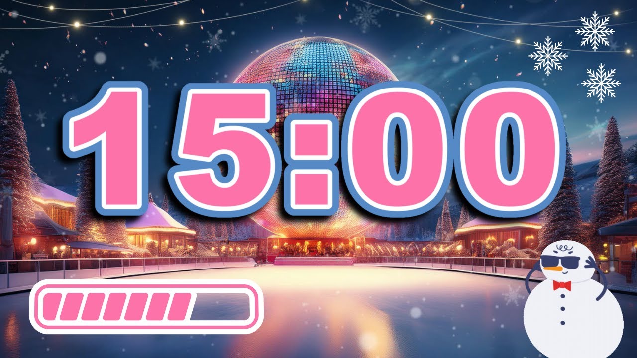 15-Minute Winter Countdown Timer with Christmas Music and Falling Snow ❄️
