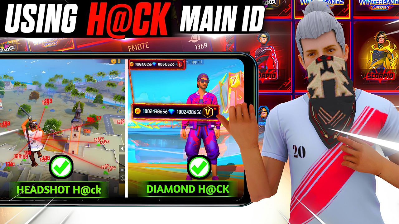 I Used Every H@CK to BAN my Freefire Main ID !! 🫡  Headshot-Diamond-H@CKS.
