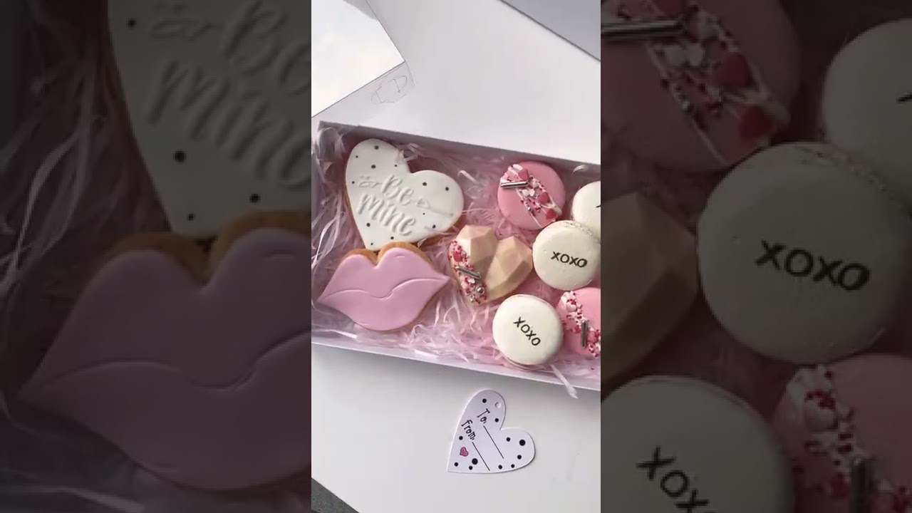 Valentine dessert box ideas #shorts #cookies #macarons #chocolateheart