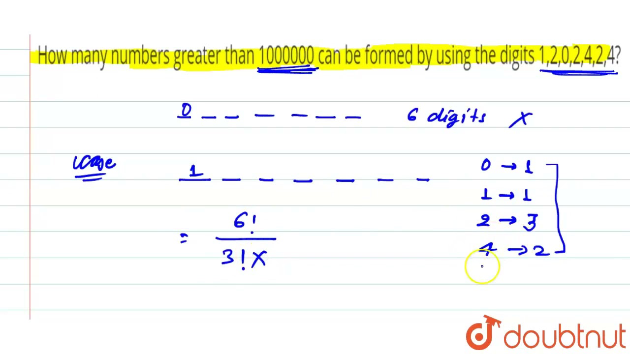 How many numbers greater than 1000000 can be formed by using the digits 1,2,0,2,4,2,4? | 11 | PE...