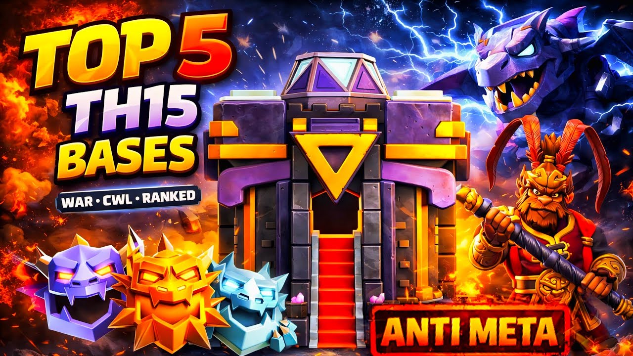 TH15 BASE (TOP 5 BASES) 🔥 War + CWL + Ranked | Clash of Clans 2026