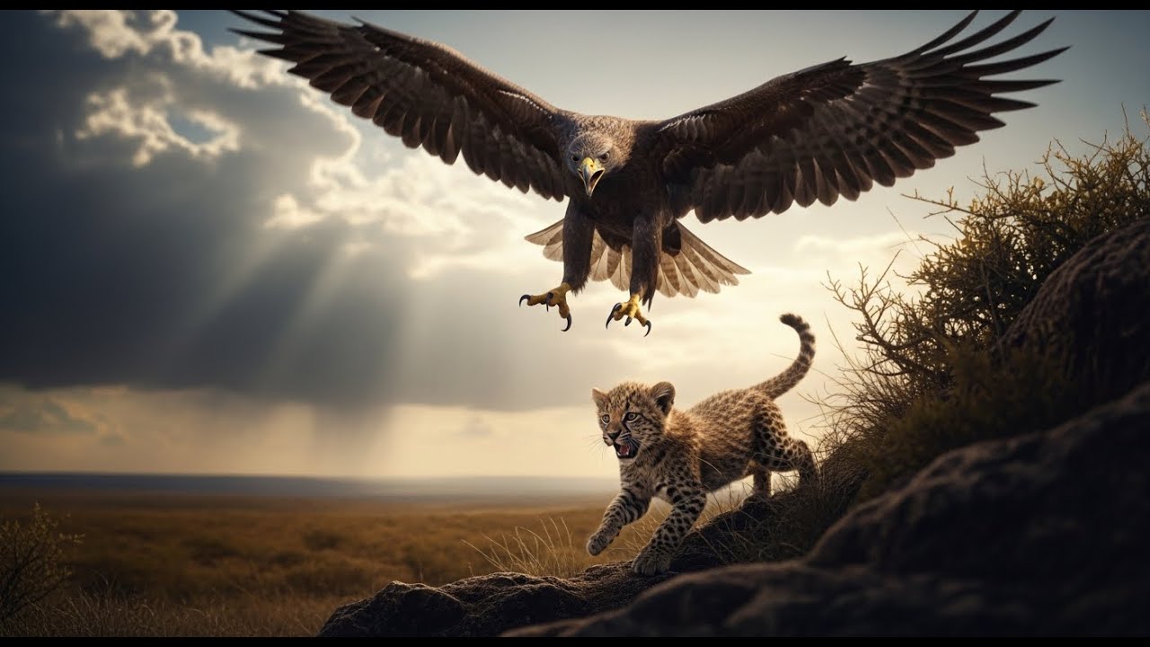 Survival Moment: A young Wildling leopard cub faces a deadly eagle from above