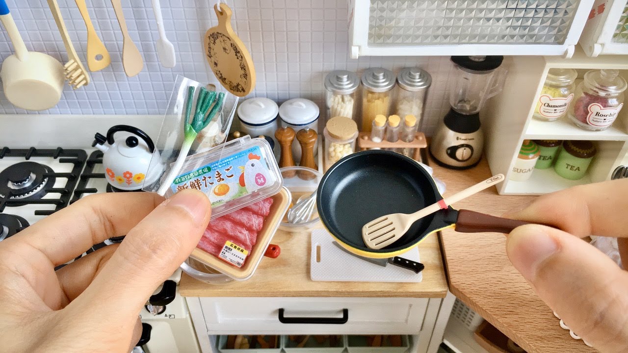 Re-Ment Kitchen Mini Burger Steak Scrambled Eggs Vegetable Stir-Fry Toy Food Miniature Cooking ASMR