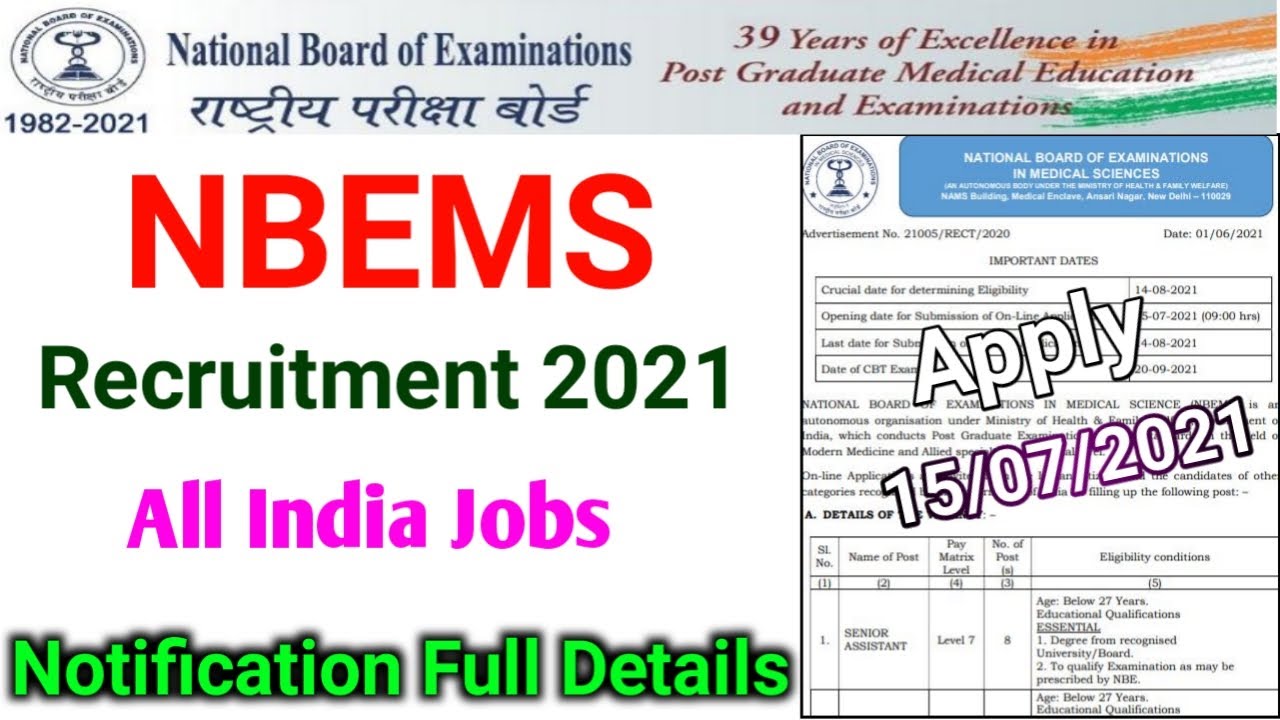 NBEMS Recruitment 2021 | NBE Vacancy 2021 | nbe junior accountant syllabus 2021 | latest job updates