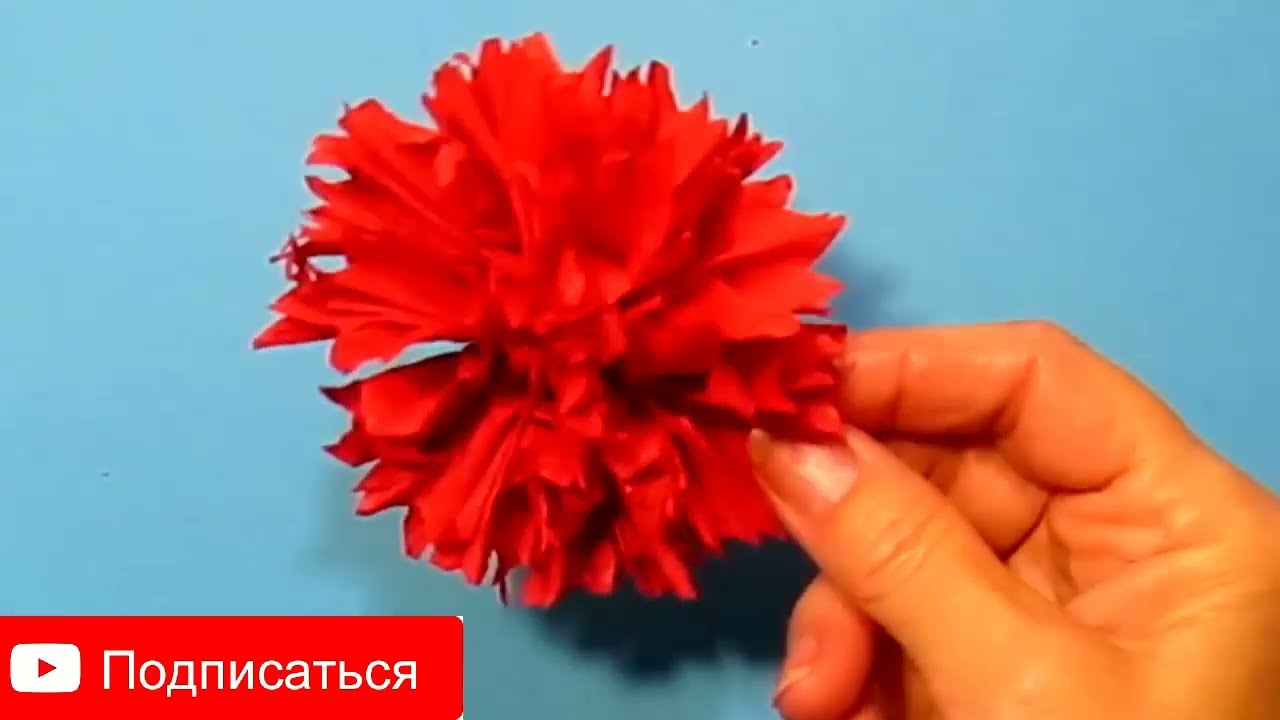 Красная гвоздика бумаги цветок из гофрированной бумаги Craft / DIY ПОЛЕЗНЫЕ СОВЕТЫ ХОЗЯЙКАМ