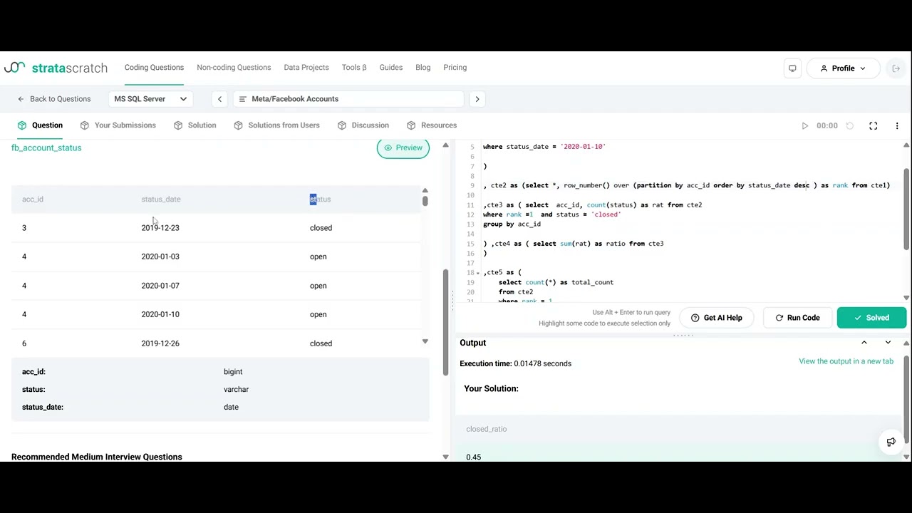 Meta/Facebook Accounts (meta interview question )