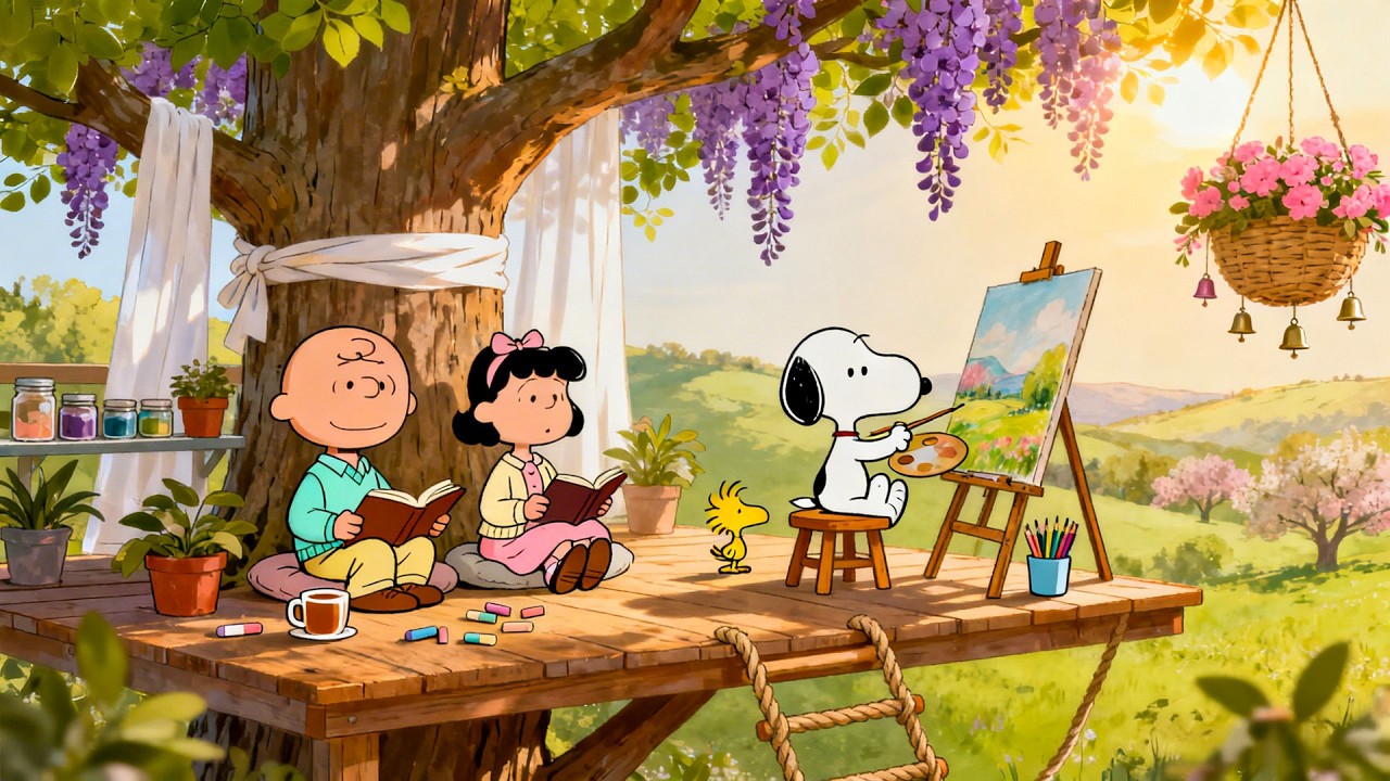 Cozy Spring Art Time with Snoopy & Friends 🌷🎧 Soft Lofi Beats for Study & Calm