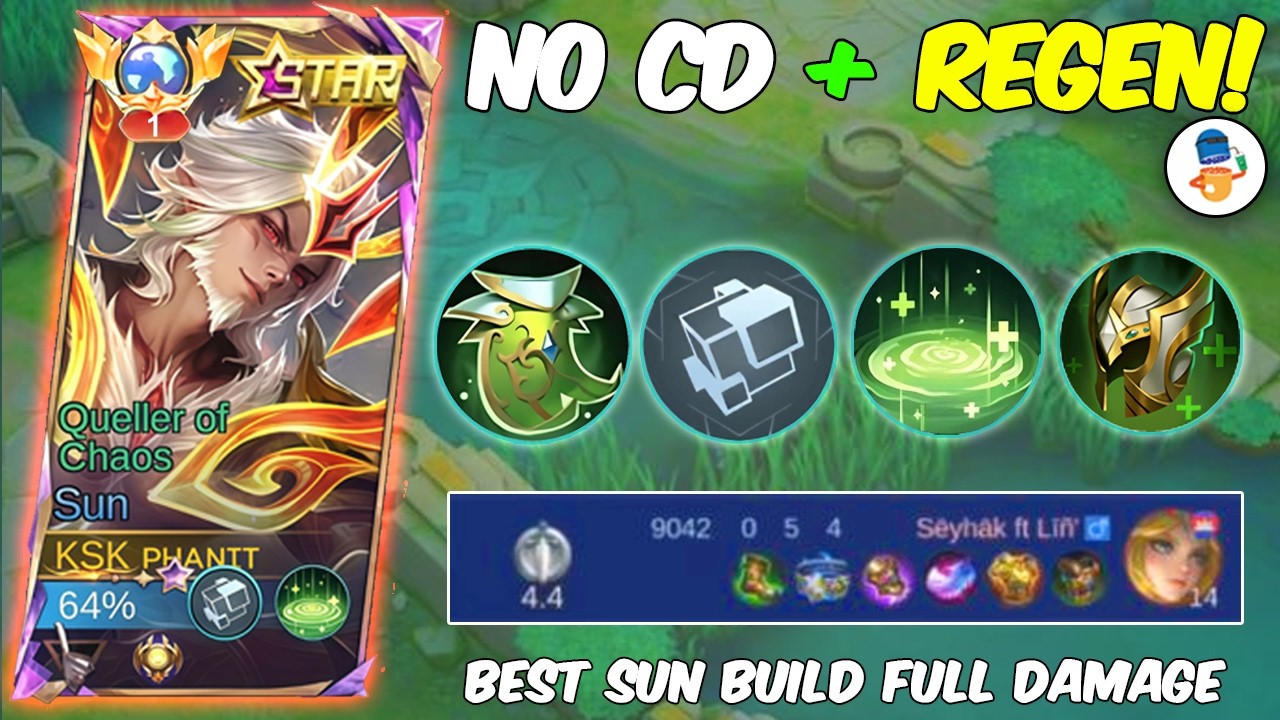 SUN NO COOLDOWN + REGEN VS. EDITH! (must try!🙉) SUN BEST BUILD MLBB
