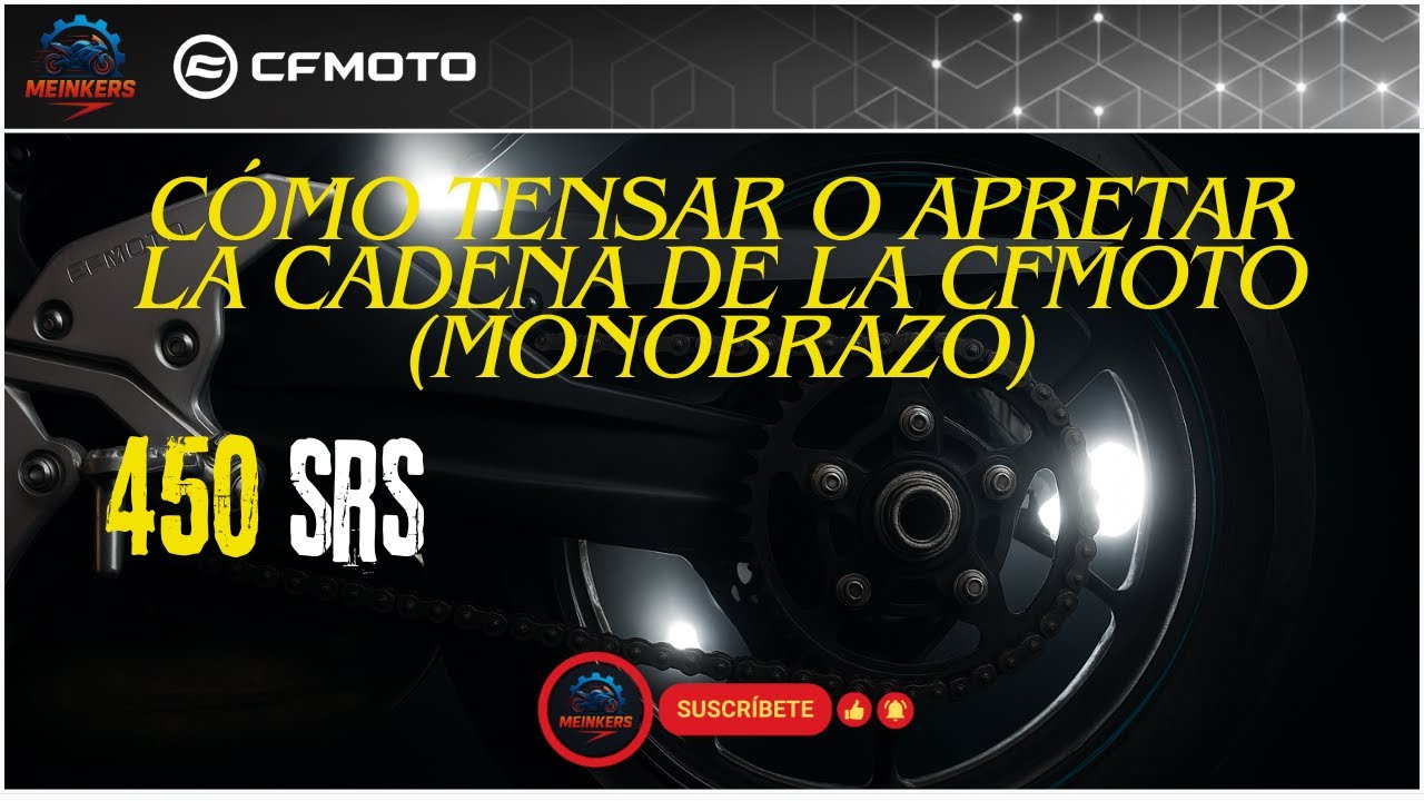 🛠️ Cómo TENSAR - AJUSTAR - APRETAR la cadena de la 🏍️  CFMoto 450SRS (Monobrazo). Fácil y sencillo.✅