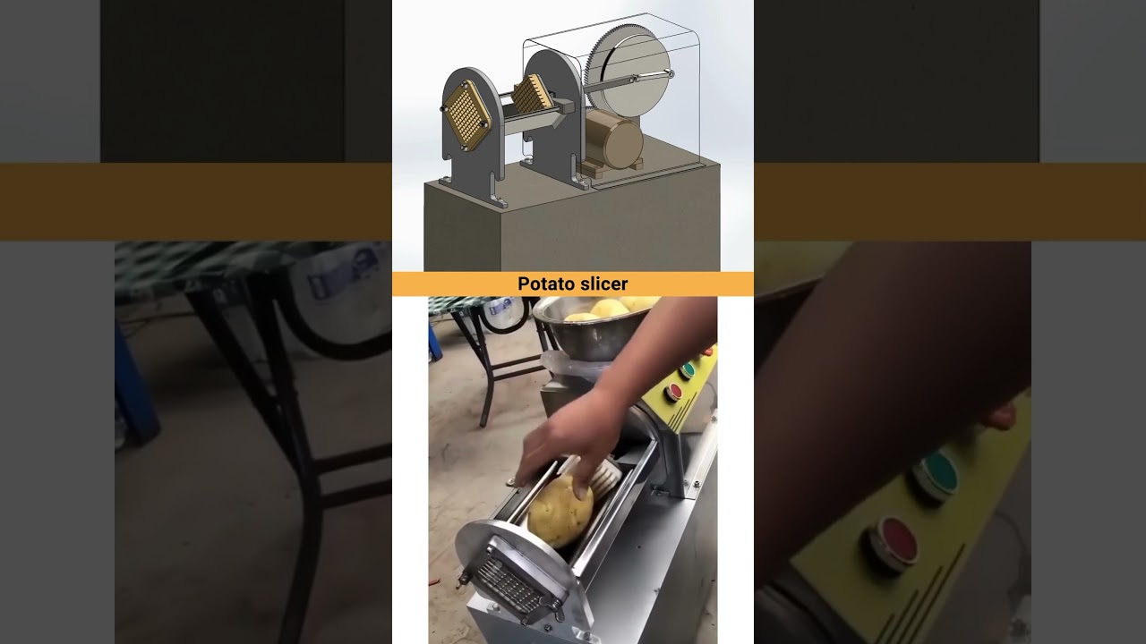 Potato Slicer 😍 #mechanism #engineer #cadcam #3ddesign #machinery #potato #slicer