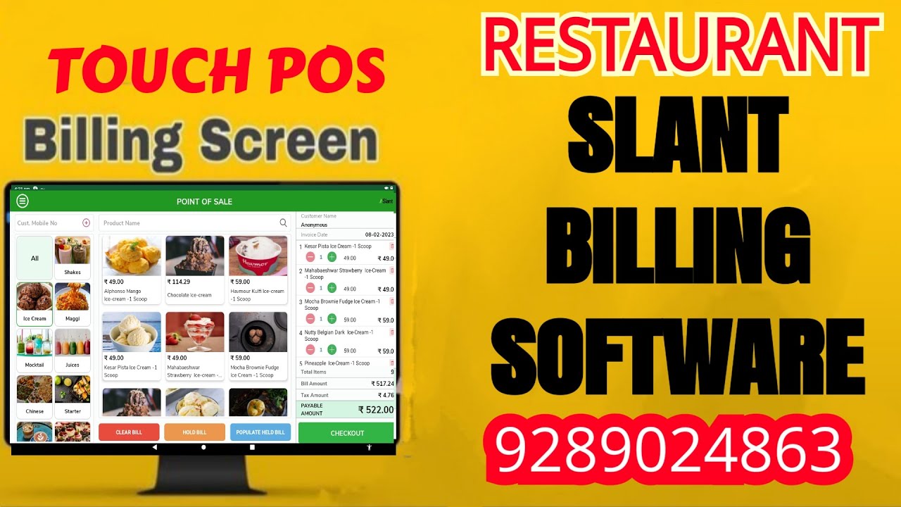 Slant Restaurant Billing Software Free demo|Android Billing Software|Billing Pos System|#pointofsale