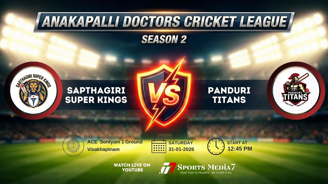 🔴 LIVE: sapthagiri super kings vs Panduri  Titans  | League Match | ADCL season 2  | Sports Media 7