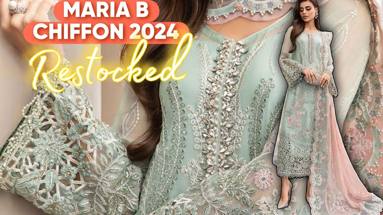 Maria B Luxury Chiffon Collection 2024🔥 | Restocked | Party Wear🌟 | MPC-23-104 Mint Green💚
