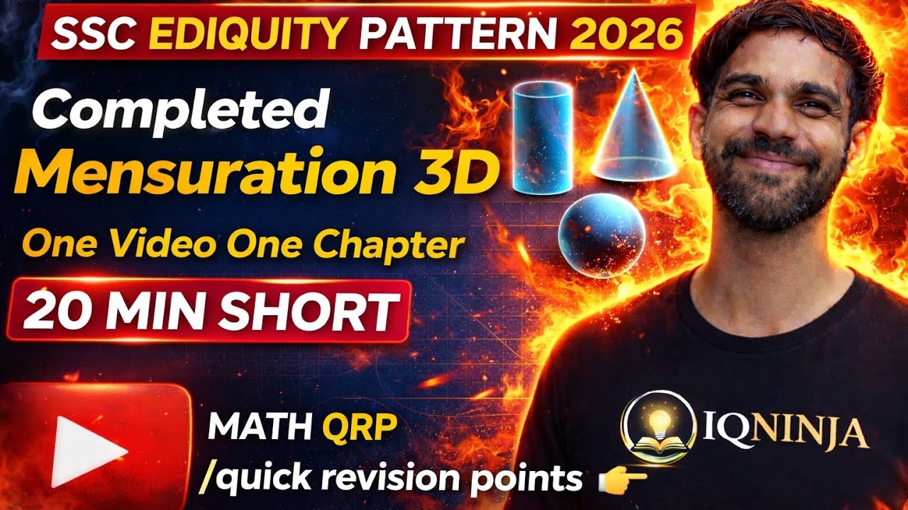 MATH COMPLETE MENSURATION 3D /QRP - Quick revision points 👉/ SSC EDIQUITY PATTERN 