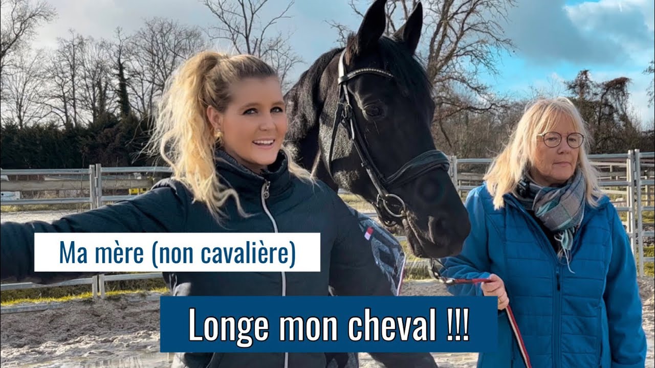 Ma maman(non cavalière) longe mon cheval  !!