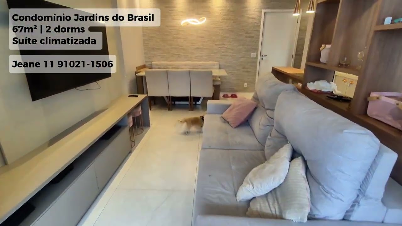 Condomínio Jardins do Brasil, 67m²,2 dormitórios, suíte climatizada, 1 vaga