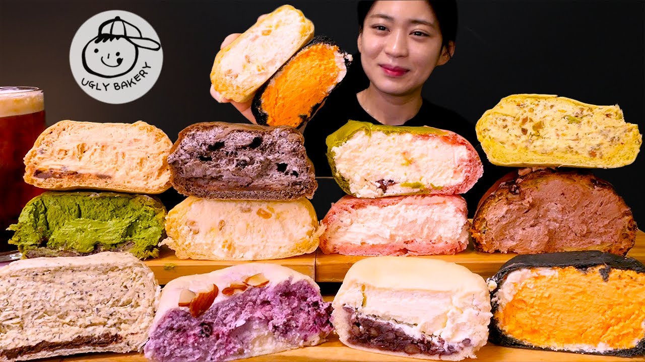 🥯크림빵에 진심..🧁빵은 쫄깃, 크림은 가득!! 어글리 베이커리 크림빵 먹방❤ | Ugly Bakery - Chocolate, Corn Cream bread ASMR Mukbang