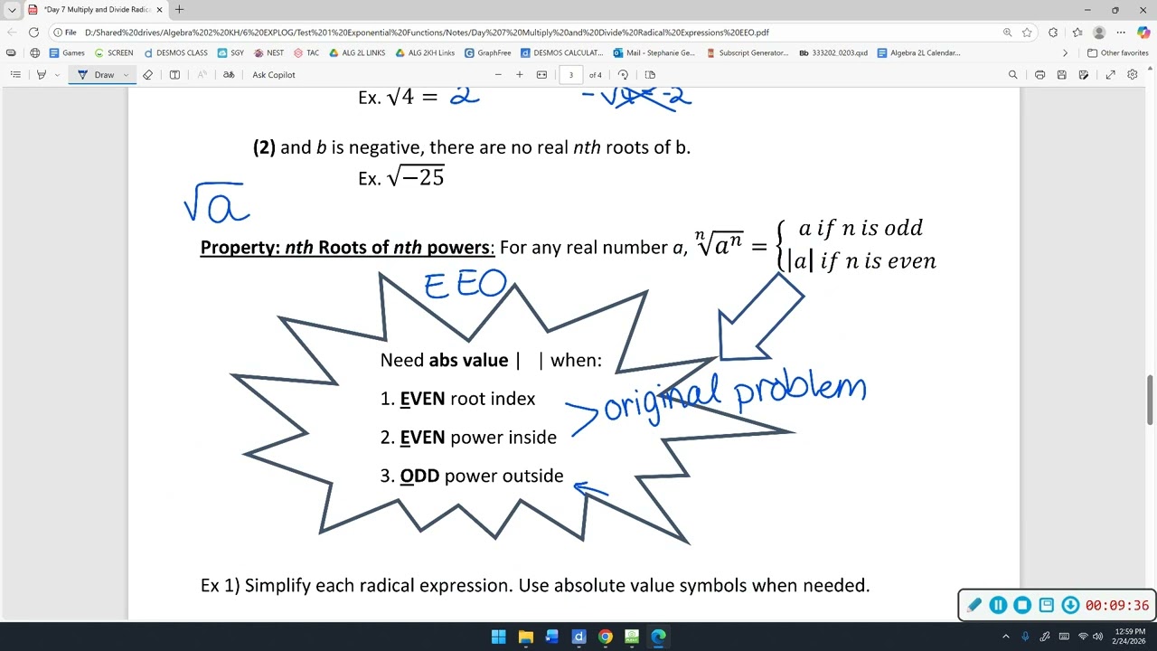 Multiplying and Dividing Radical Expressions (EEO)