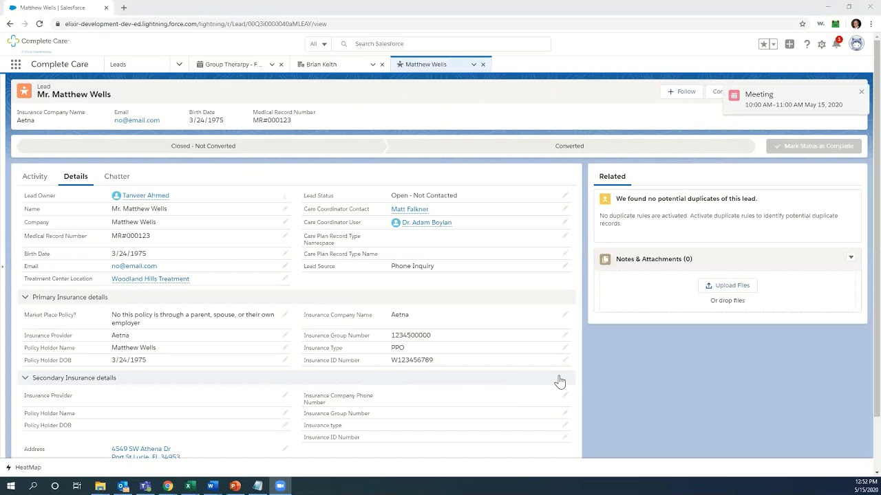 Elixir EHR and Salesforce: How to Convert a Person into a Patient