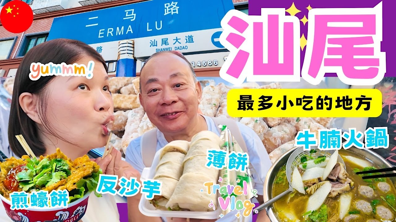 【汕尾自由行】汕尾「二馬路美食街夜市」｜巴黎半島酒店｜汕尾煎蠔餅｜小米｜在地人推薦牛腩火鍋｜薄餅｜反沙芋頭｜汕尾名產｜ 汕尾自由行｜油柑汁｜炸魚丸｜Shanwei City Travel Vlog